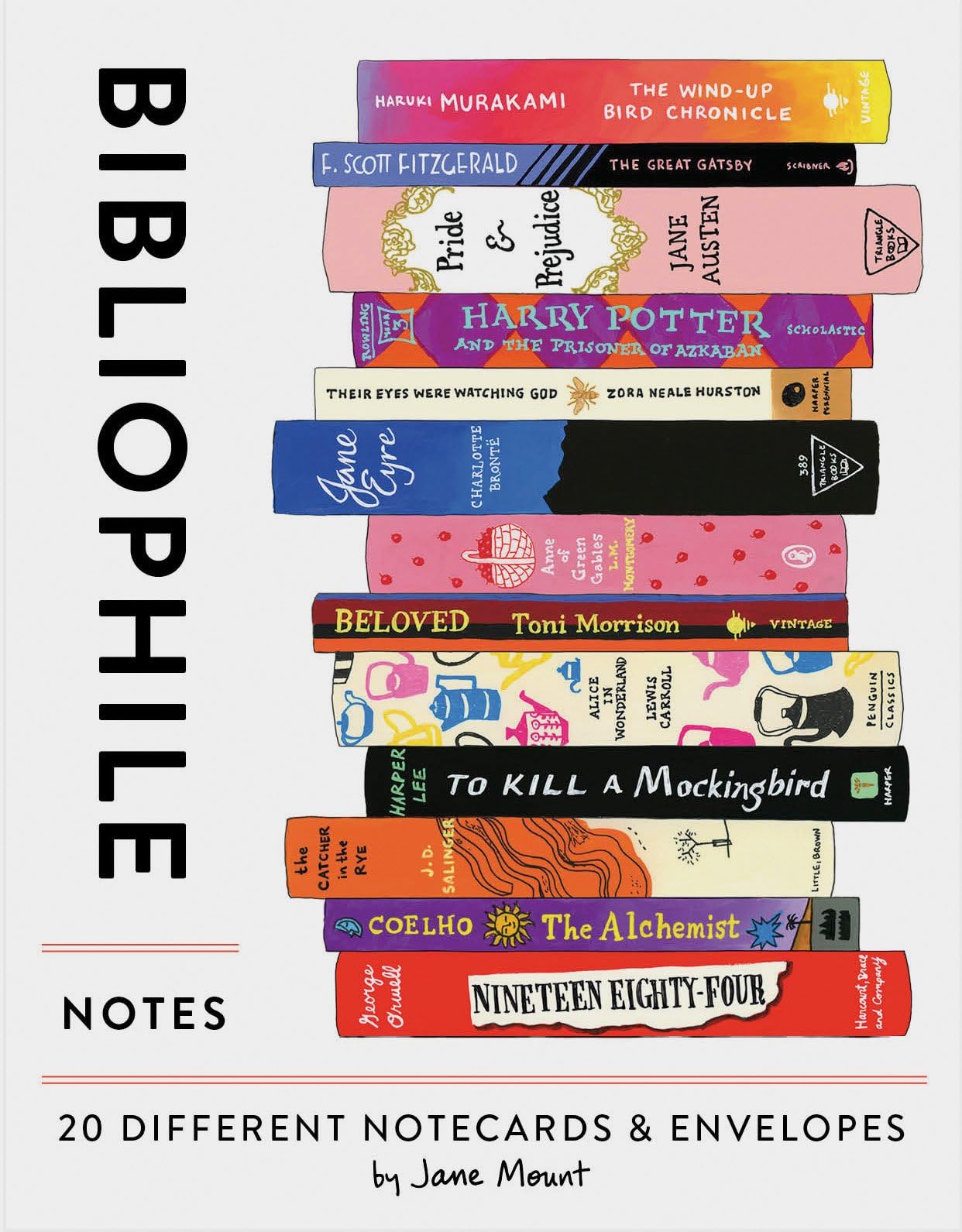 Bibliophile Notes: 20 Different Notecards & Envelopes (Bookish Gifts, Literary Stationery by Jane Mount)