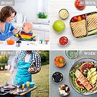 Vista 7 de Paquete de 4 recipientes de aderezo de ensalada de 2.4 onzas para llevar, recipientes reutilizables para condimentos con tapas, a prueba de fugas