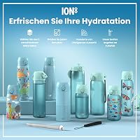 Sticlă pentru copii ion8 din oțel inoxidabil, 400 ml, deschidere cu o singură mână, etanșă, lavabilă în mașina de spălat vase, capac cu clapetă, unicorn albastru Alaska 7