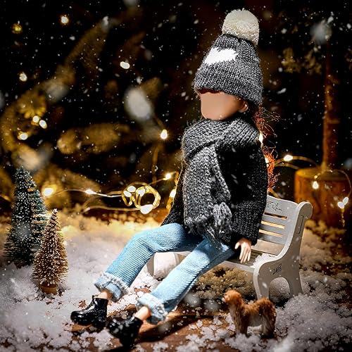 Miniatura 9 de Geyoga Ropa de muñeca de 11.5 pulgadas, accesorios de muñeca para niña, conjunto de suéter de primavera, incluye ropa de punto, pantalones de