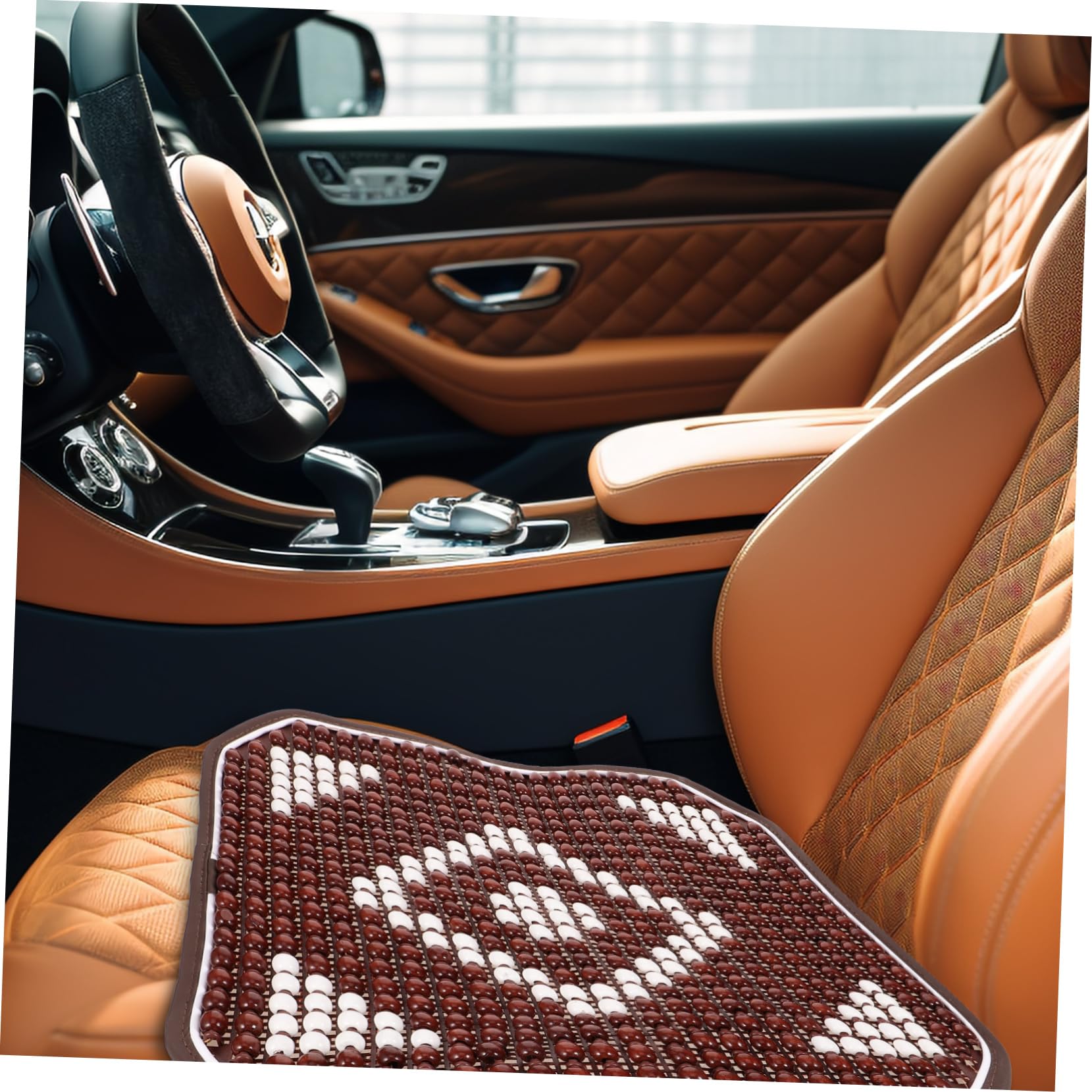Cuscino Sedile Auto in Legno a Perle, Copertura Estiva Singola | Vacanze Estive, Comfort Circolazione D'aria e Superficie Antiscivolo, Accessorio Auto per Sedile e Sedia