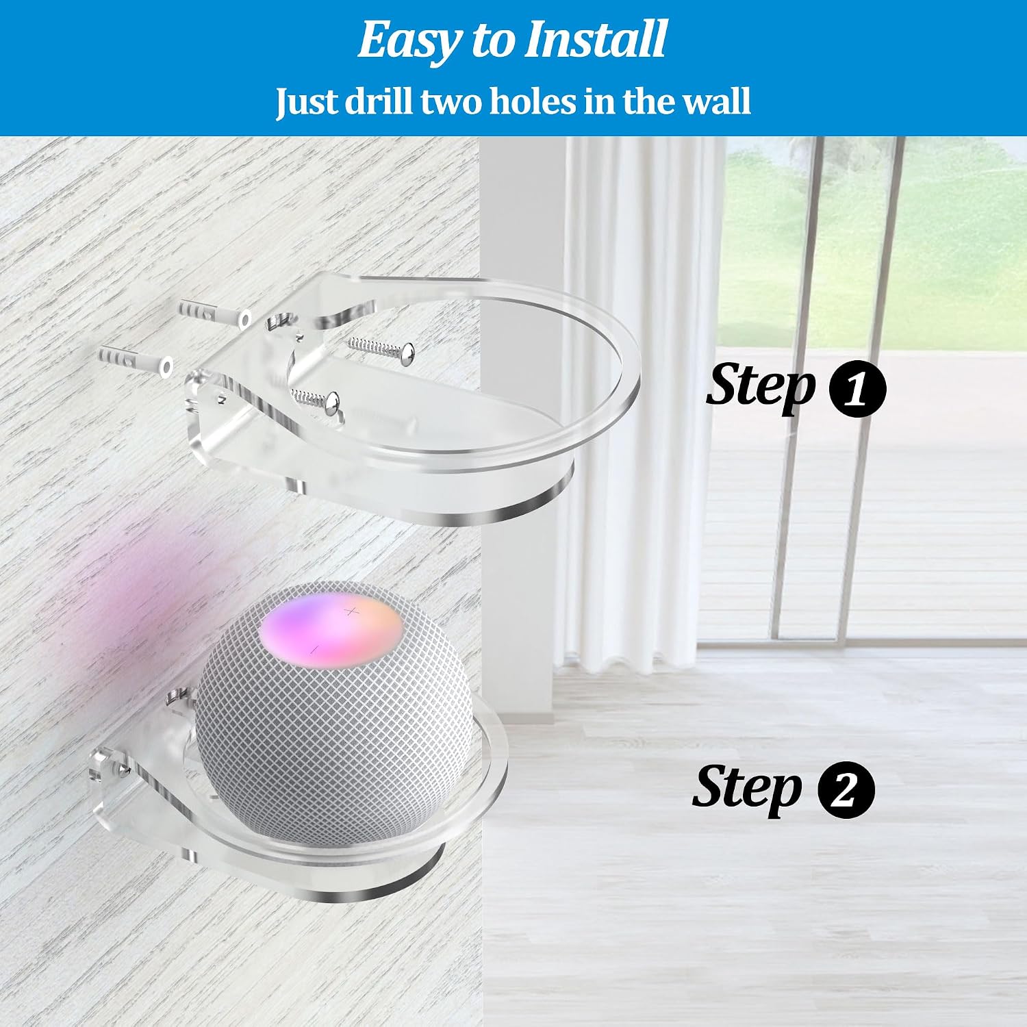 PlusAcc Wall Mount for Dot Max - Bracket Accessories for HomePod Mini/dot 4/5 Gen/Pop, Made of Acrylic, Space-saving Solution for Your Speaker (Pack of 2) image 4