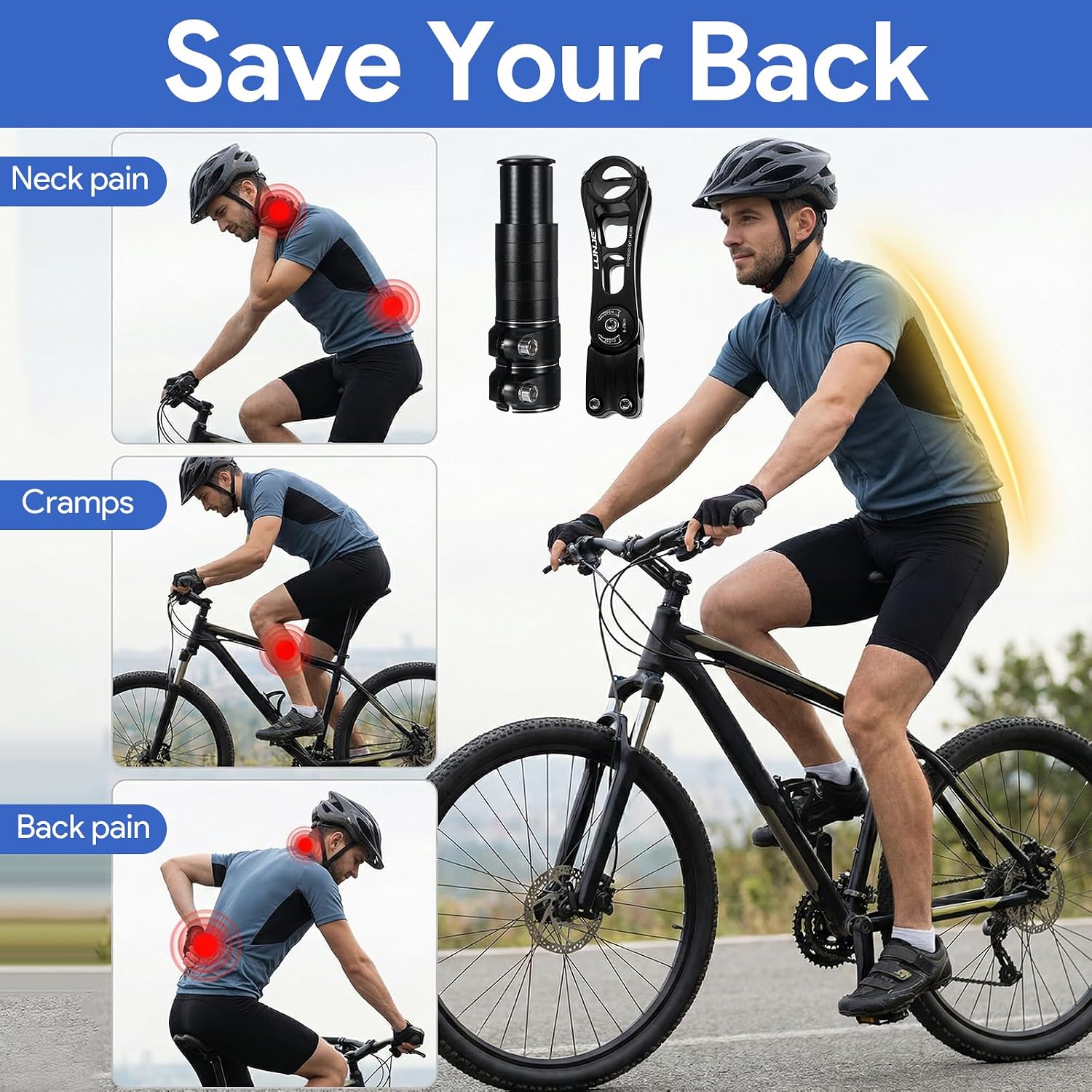 Adjustable Bike Stem Riser & Handlebar Extender, Universal 31.8mm Bicycle Stem, ±80° Angle Adjustable MTB Stems for 28.6mm Bike Fork, Compatible with Road Bicycle E-Bike BMX