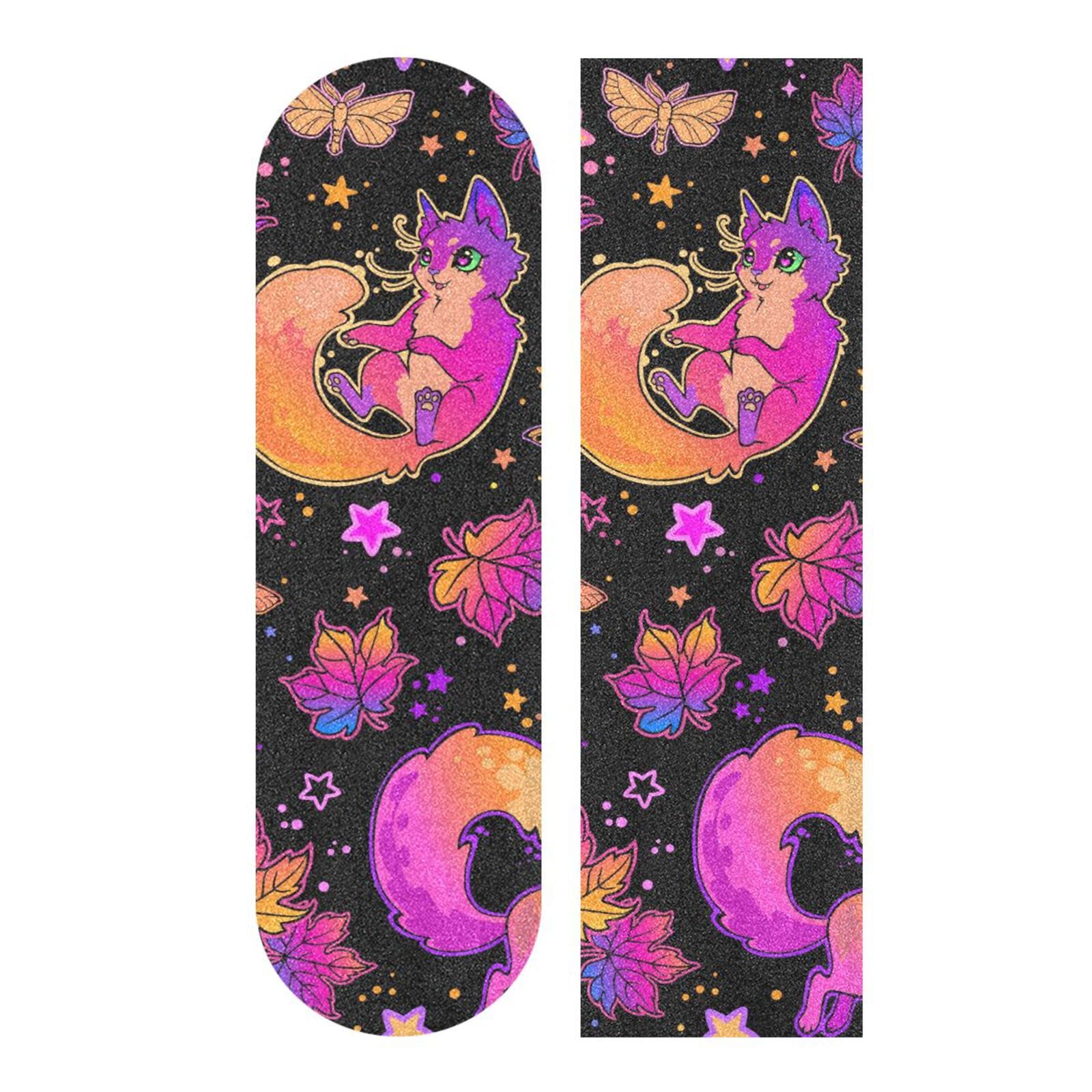 ALAZA Purple Psychedelic Wind Also Fox Skateboard Grip Tape Sheets Longboards Griptape 33