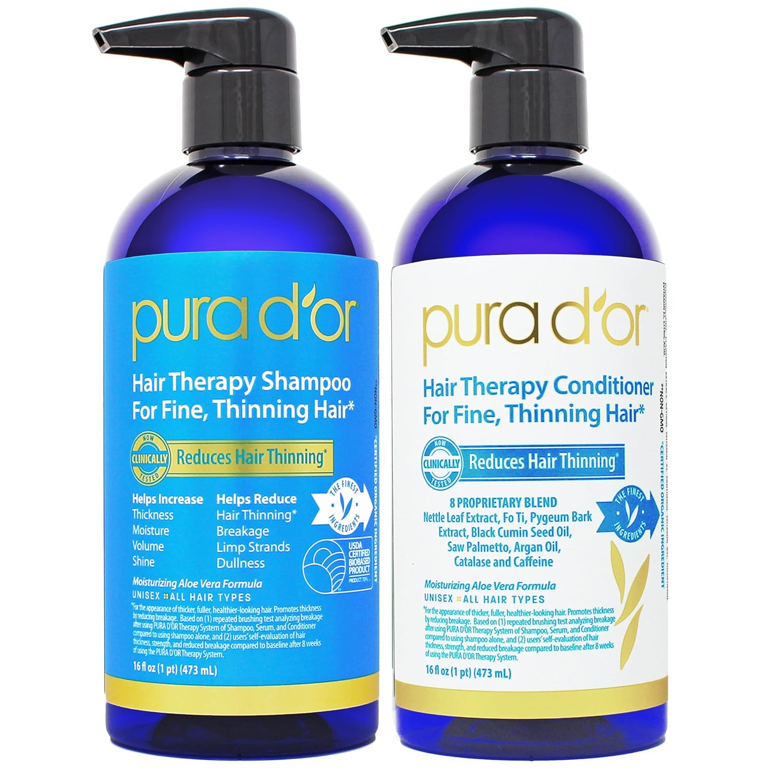 PURA D'OR Hair Thinning Therapy Shampoo & Conditioner 2-Piece System for Prevention, Infused with Premium Organic Argan Oi... - Review, Price and Buying Guide
