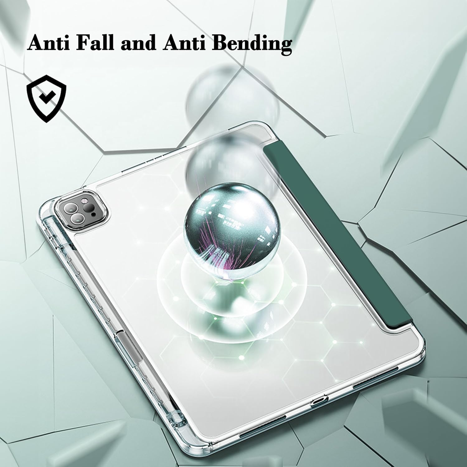 for iPad Pro 11" & iPad Air 10.9" Case with Pencil Holder - Folding Folio Stand for iPad Air 6 & 5 & 4 (2024-2020), 2022-2018 iPad Pro (1st-4th Gen) Origami - Exquisite Green - Image 6