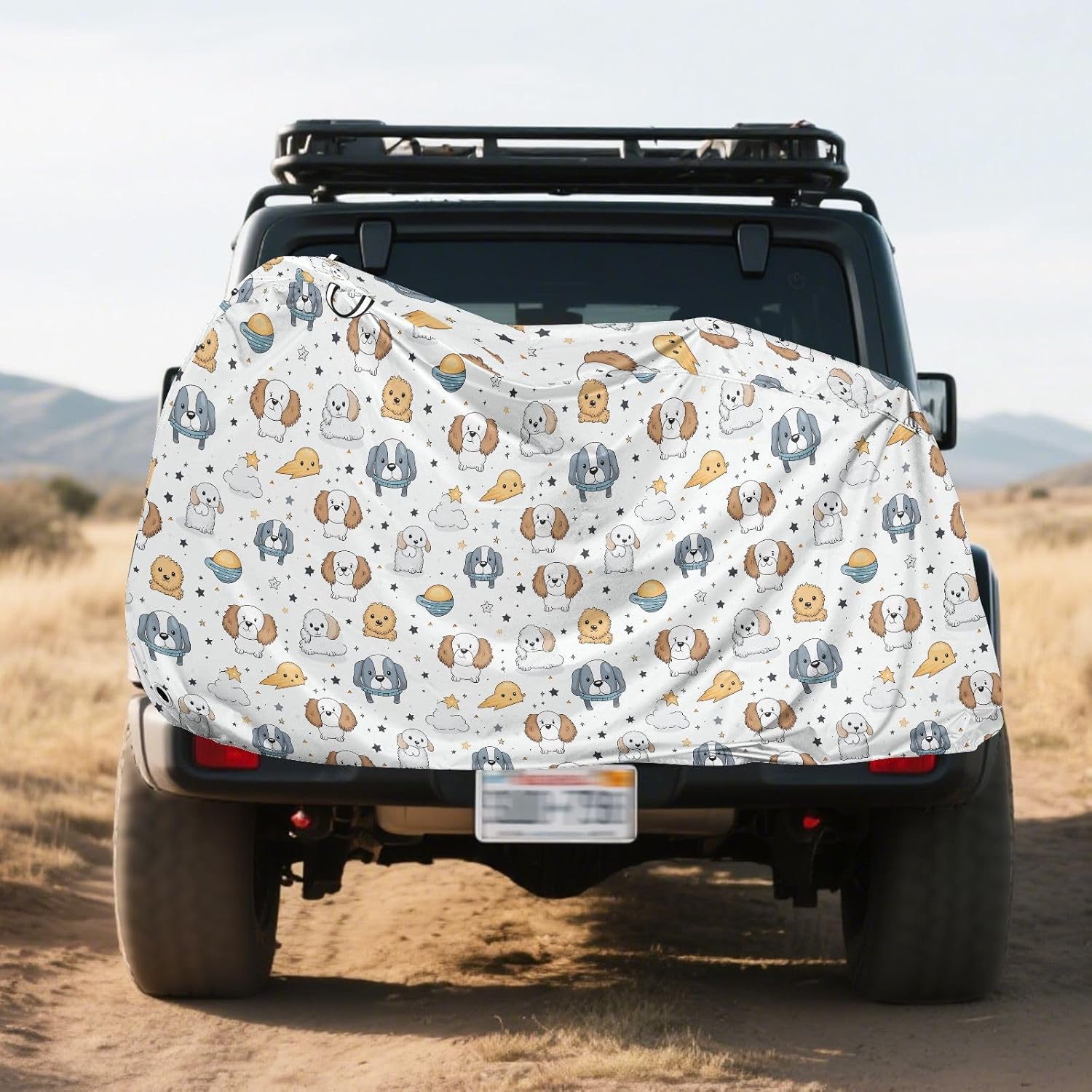 ALAZA Cute Puppy Dog Print Stars Bike Cover Waterproof Outdoor Ebike Bicycle Covers Tarp Protection for 1/2 Bikes, Sun UV Dust Wind Proof