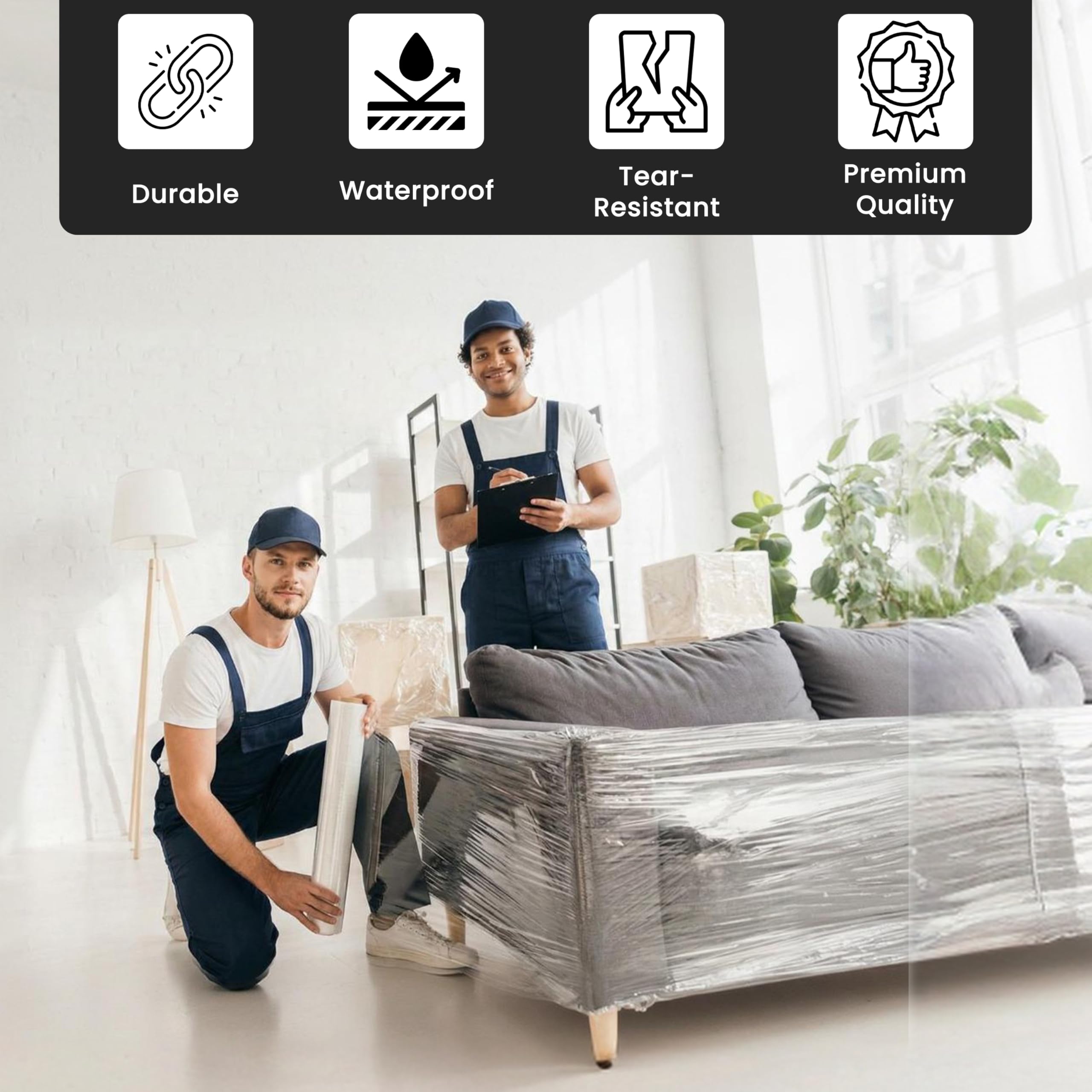 Aspect Pellicola trasparente per pallet, 400 mmx250 m, pellicola trasparente per imballaggio pacchi di alta qualità, spostare delicati, spostamento di oggetti pesanti (confezione da 6)