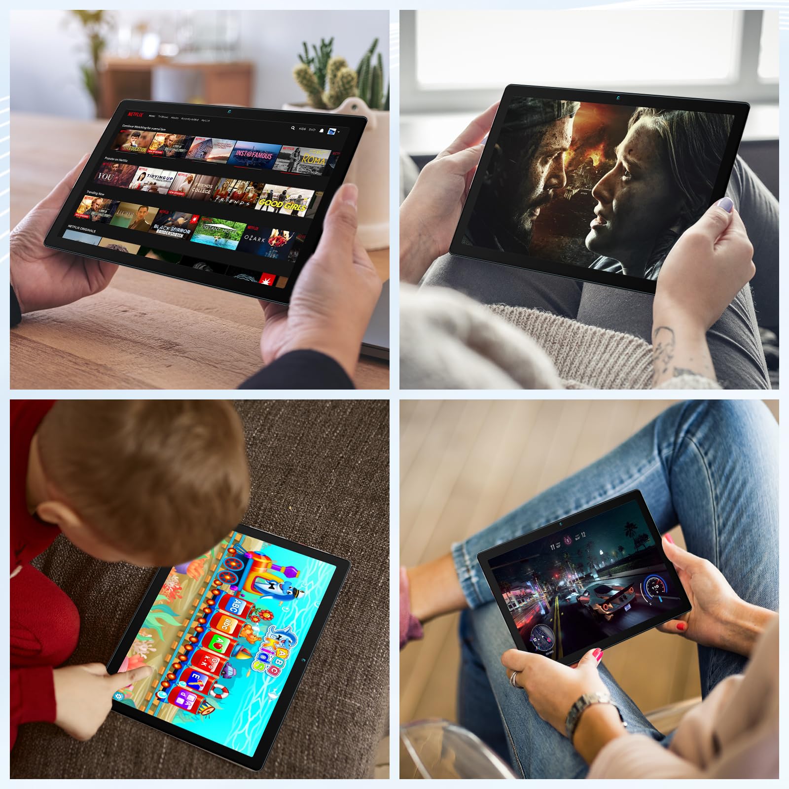 Hakaug Tablet 10 Inch Android OS Quad-Core 6GB RAM 64GB ROM 5000 mAh Battery1280x800 Touchscreen Tablet-PC (Gray) — view 7