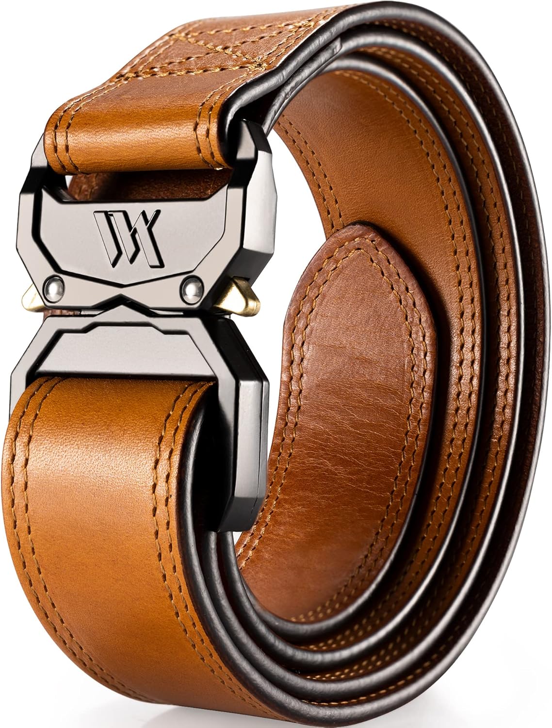 WOLFANT Leather Tactical Belt,100% Italian Solid Full Grain Leather Military Hiking Work Gun Belt with Quick Release Buckle