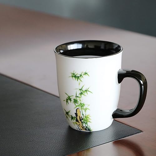 Miniatura 6 de Taza de Café de Cerámica Mágica Divertida que Cambia de Color con Calor con Impresión de Bambú para Mujeres Personalizada Taza de Té Verde Blanca