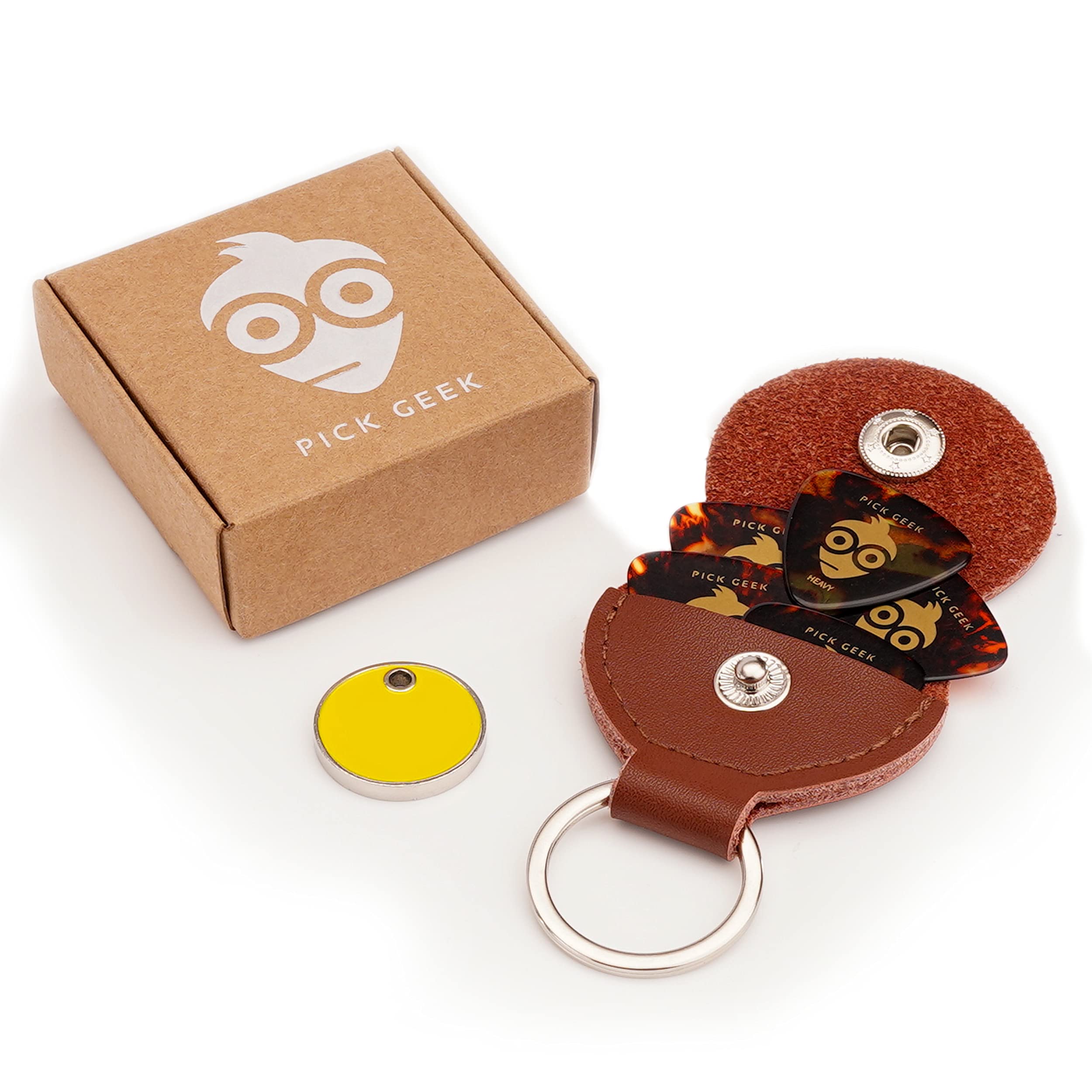 Pick Geek Leather Pick Holder Keyring, Dark Brown - Image 4