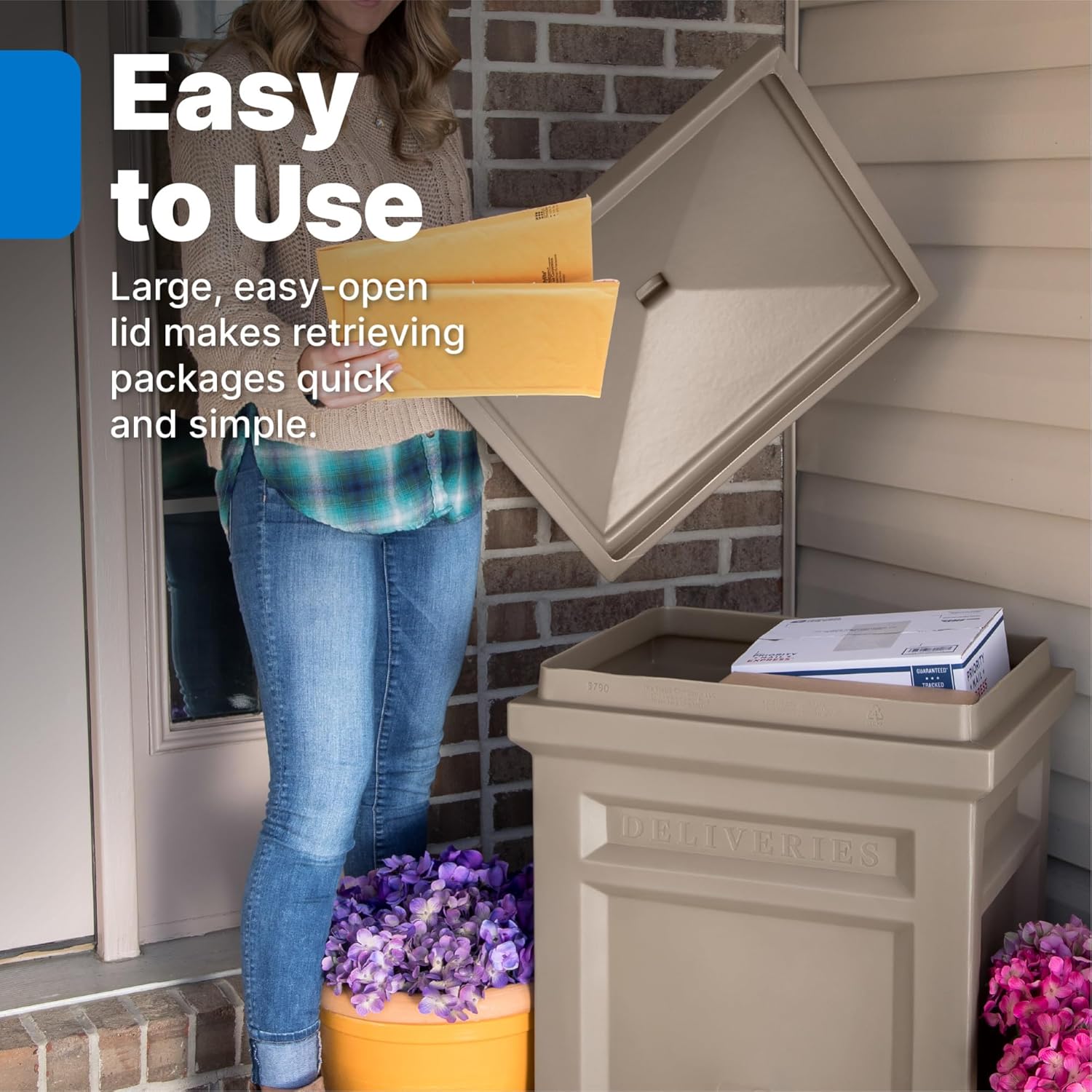 Step2 Express Parcel Delivery Box, Large Outdoor Package Bin with Lid, Weather-Resistant, Mocha