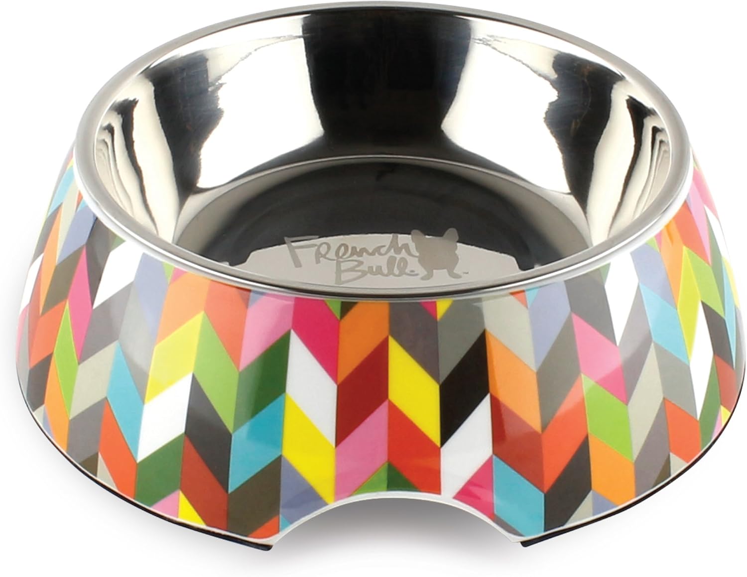 French Bull 24 oz. Pet Bowl, 2 Piece - Dog, Cat, Feeder, Nonslip, Stainless Steel, Raised - Ziggy White