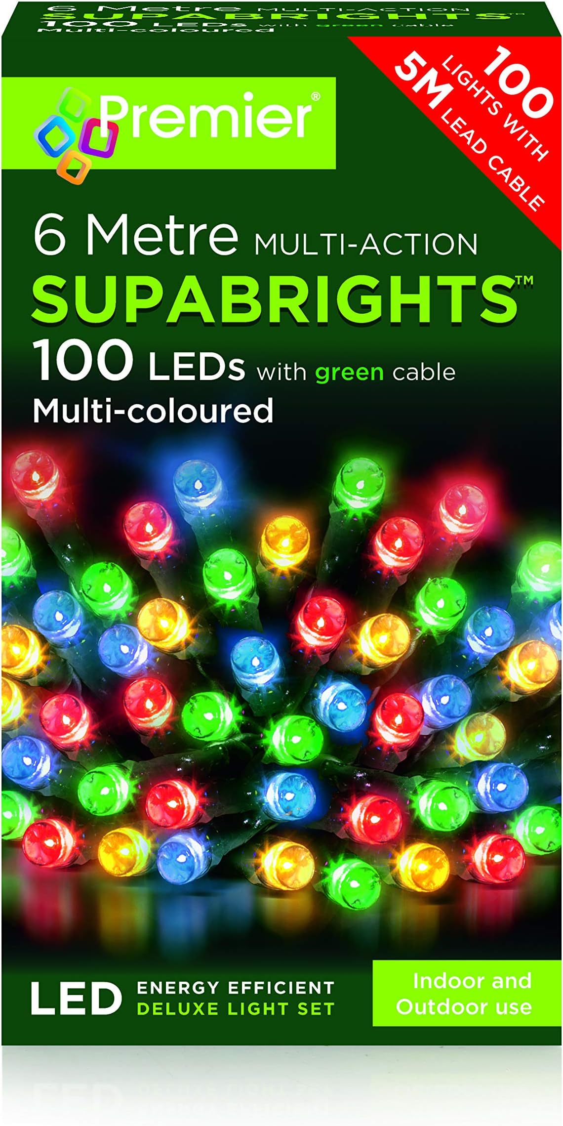 Multicolour 100 LED Christmas Lights Supabright