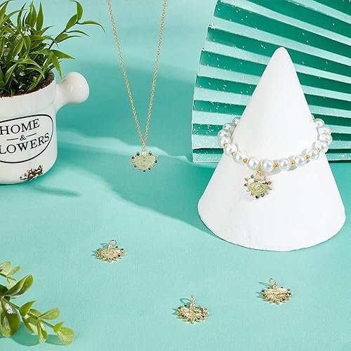 Miniatura 5 de Beebeecraft 5 unidadescaja de dijes de mal de ojo chapado en oro de 18 quilates con corazón de latón con ojo turco colgantes con circonita cúbica