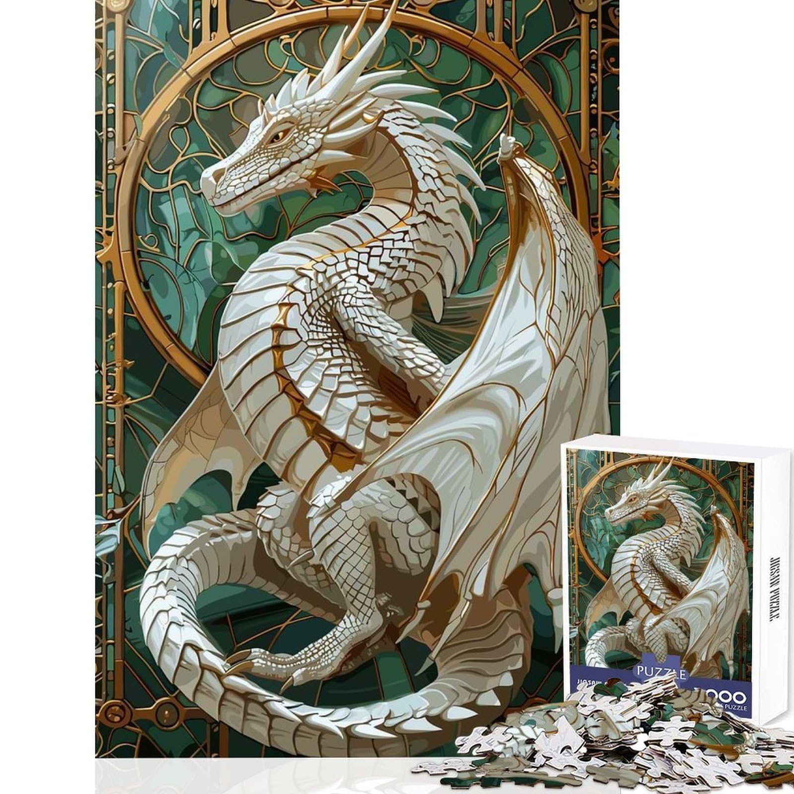 Magical Fantasy Dragon 1000 Piece Teenager Puzzles Mind Challenge Toy Neat Cut Perfect Alignment Calming Mental Break Activity 50x75cm