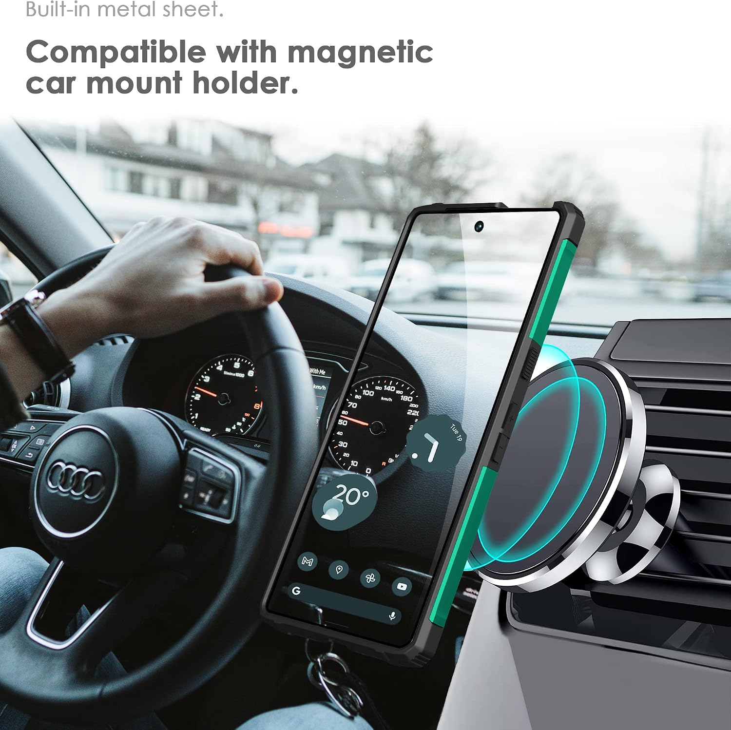 YATWIN Compatible with Google Pixel 7 Case with Kickstand,Military Rugged Heavy Duty Cell Phone Cover with Magnetic Ring Stand,TPU Bumper+Hard PC Shockproof Pixel 7 Phone Case with Stylus-Dark Green