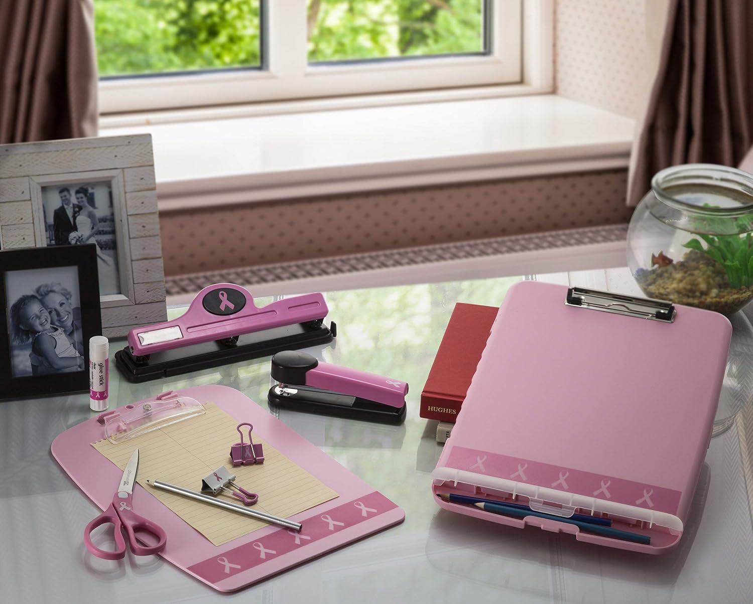 Officemate Breast Cancer Awareness BCA Slim Clipboard Storage Box