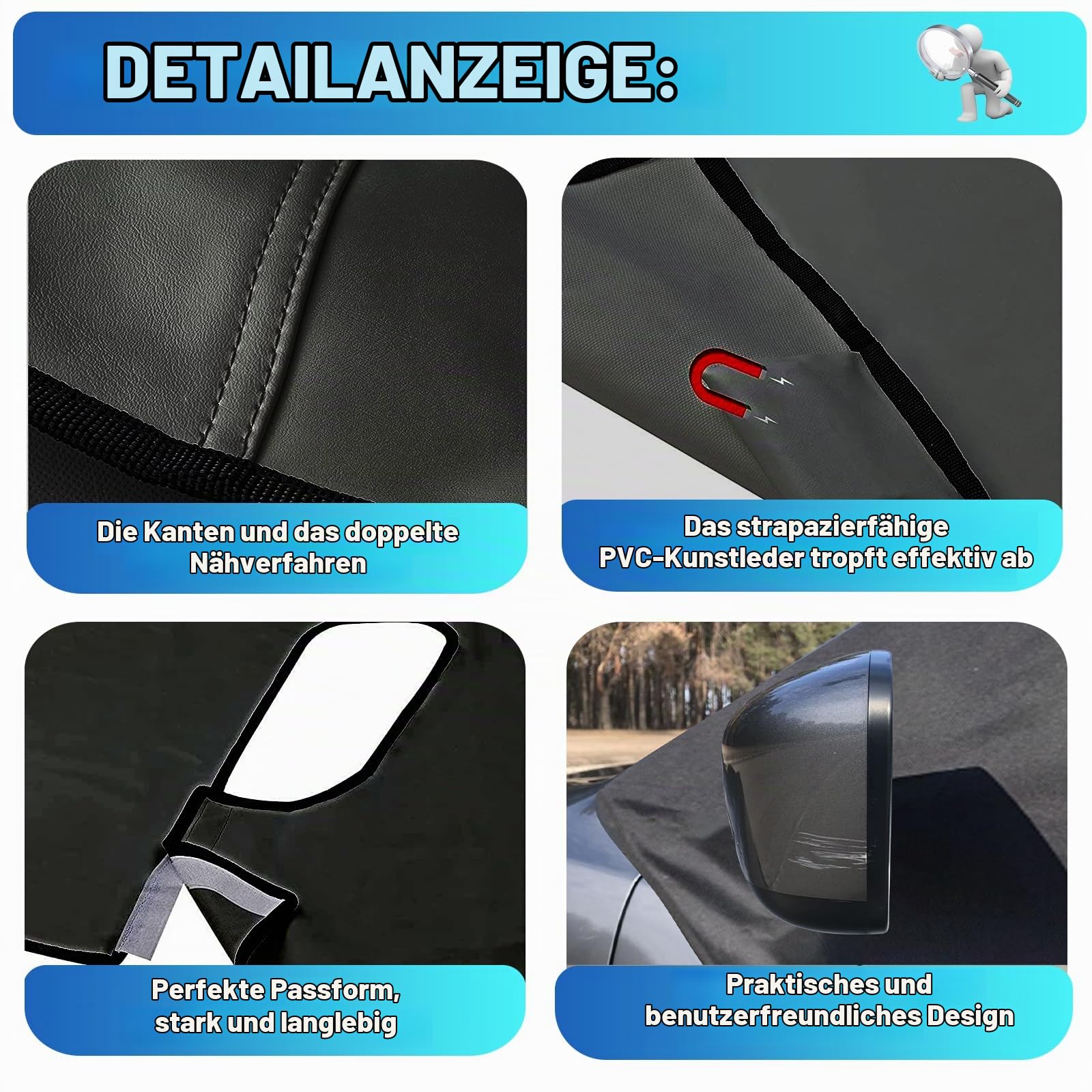 Frontschutzplane FIAT Ducato 2006-2023 Wohnmobil, Sonnenschutz Auto Frontscheibe, Geeignet für FIAT Ducato+, Peugeot Boxer, Citroen Jumper