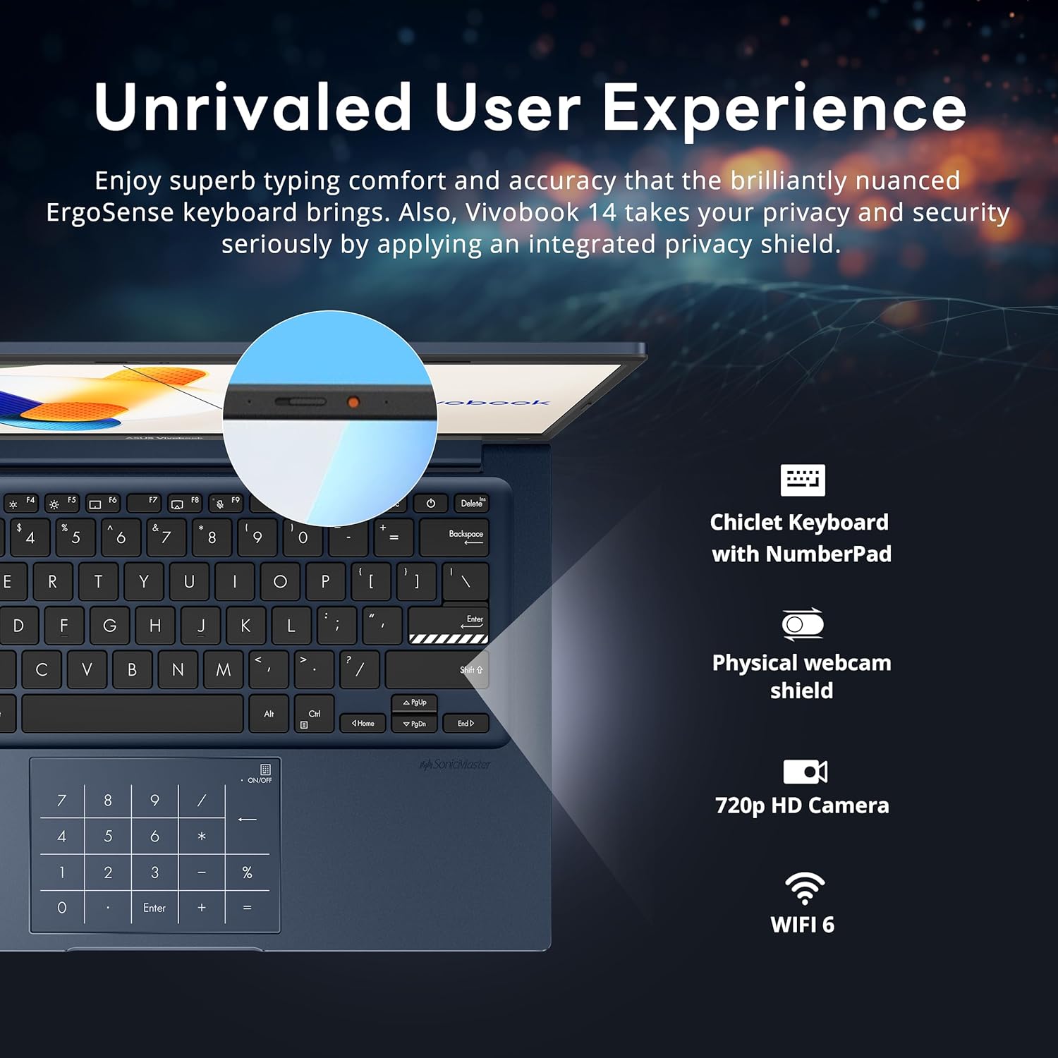 ASUS Vivobook 14" FHD Business Laptop with Number Pad, Intel Core 5 120U, Intel Graphics, 8GB RAM, 1.2TB Storage (256GB PCIe SSD&1TB Docking Station Set), 720p Webcam, HDMI, Win 11 Pro, Quiet Blue