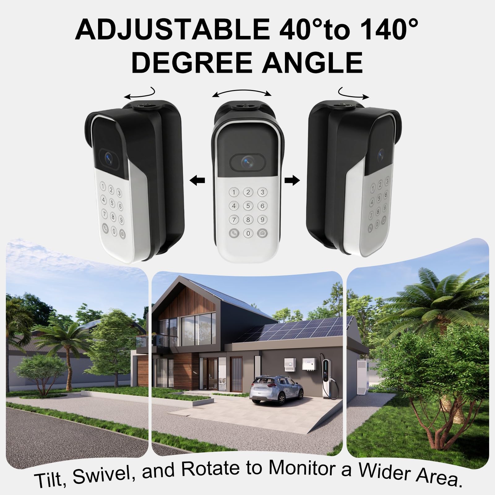 Swivel Mount for myQ Smart Garage Video Keypad, Weatherproof Angle Mounting Bracket for myQ, Left/Right Swivel for Wide Viewing Range (Video Keypad is NOT Included) (Black) - 3