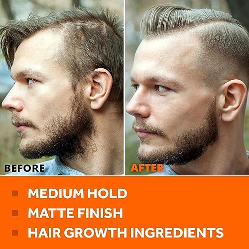 Miniatura 9 de Pomada engrosadora para peinar el cabello para hombres, paquete de 2 unidades, fijación fuerte, base de agua, acabado mate, pasta de peluquero para