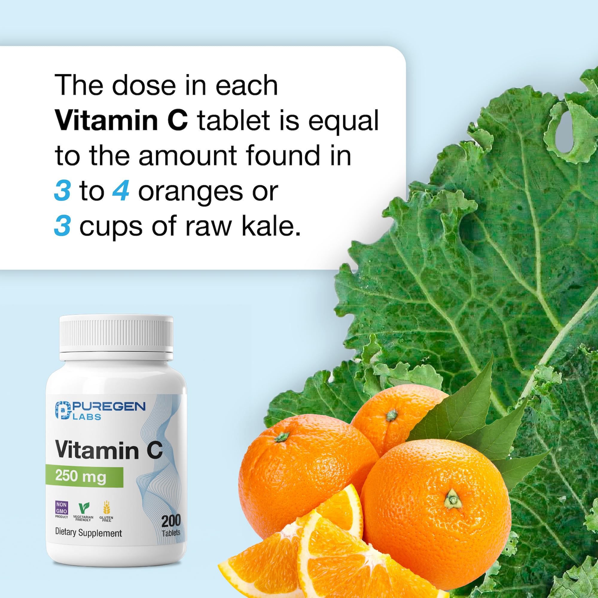 Puregen Labs Vitamin C 250 mg Supports a Healthy Immune System, 200 Tablets — Amazon image 4
