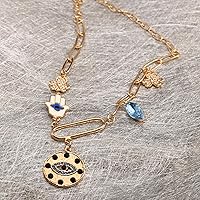 Vista 8 de Collar con dije de corazón de sol para mujer, chapado en oro de 18 quilates, collar con dije de corazón de cadena gruesa, collar de hip hop, collar