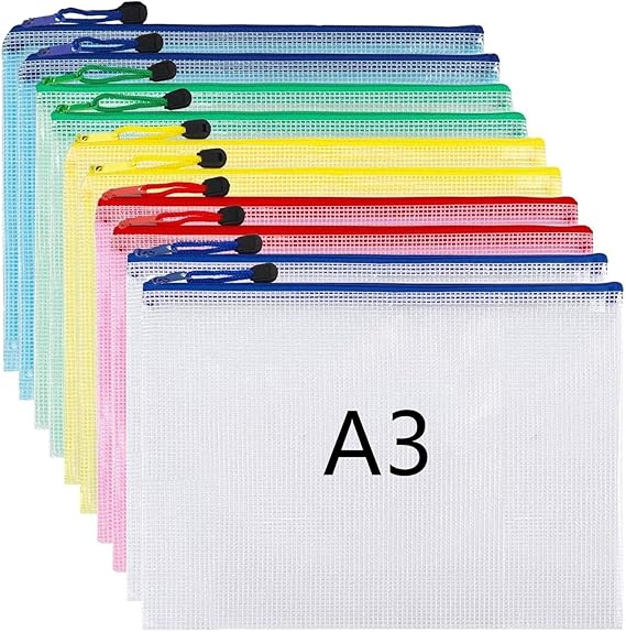 Plastic Wallets A3 Zip Wallets Ziplock Bags Plastic Mesh Document File Folder A3 Zipper Bag Zip