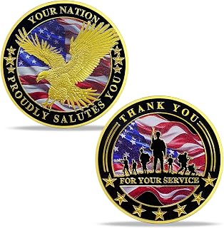 AtSKnSK Veterans Challenge Coin Thank You for Your Service Military Coin (Spreading Wings Eagle)