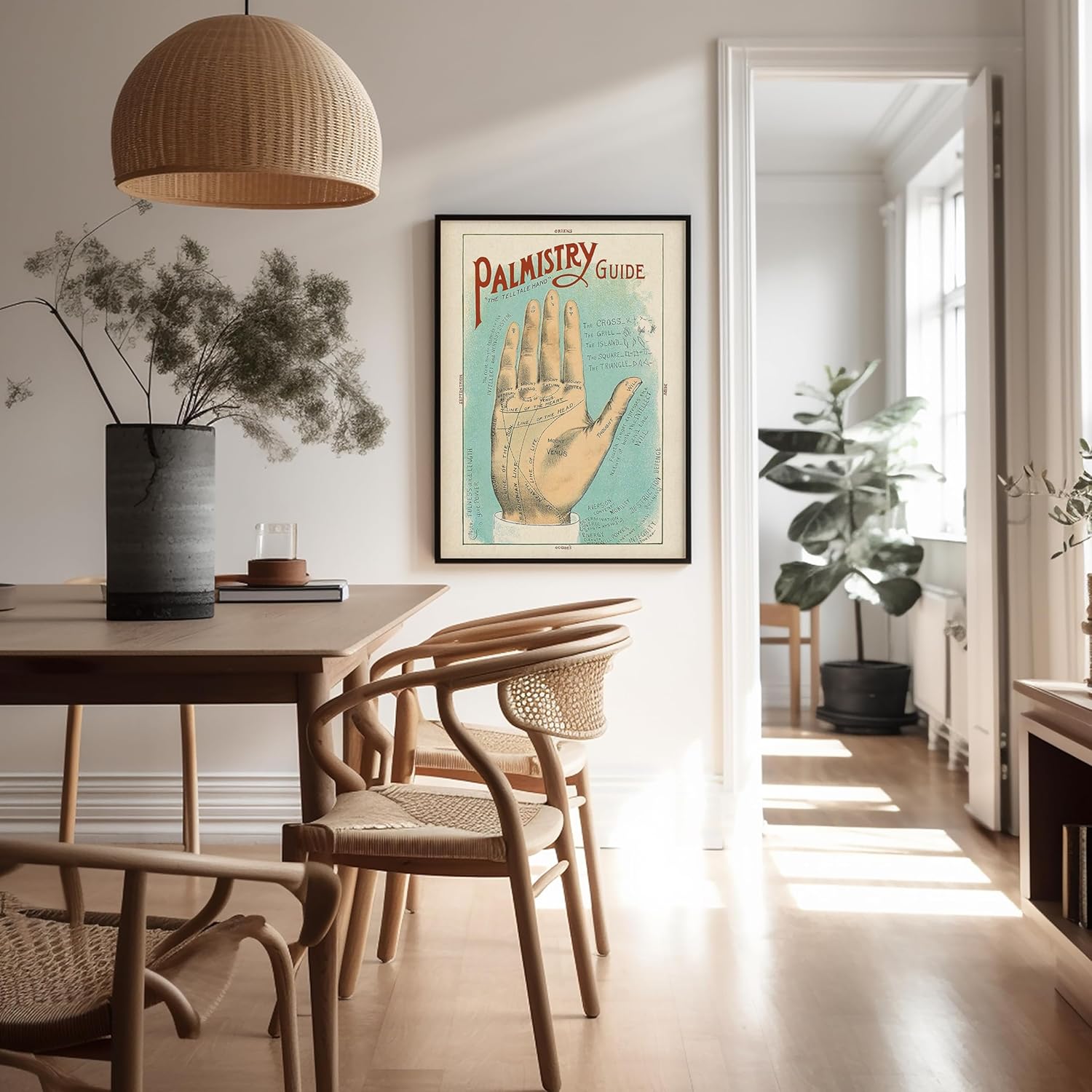 Poster Master Palmistry Guide Illustration Poster, 16x20 Unframed Vintage Wall Art, Home Witchy Occult, Wicca, Wiccan Magic Decor Oddities & Curiosities Palm Reading, Numerology, Horoscope, Divination