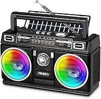 PRUNUS 750 Portable AM FM SW Bluetooth Radio, Dual 5W Speakers, Solar/USB-C Rechargeable, TF/USB Playback - Ideal Gift for Parents
