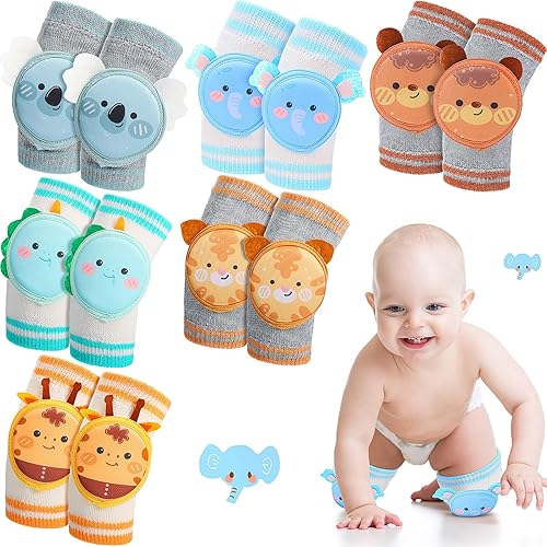 Miniatura 1 de Preboun 6 pares de rodilleras de bebé para gatear antideslizantes, protectores de rodilla transpirables para niños y niñas, 0-3 años de edad