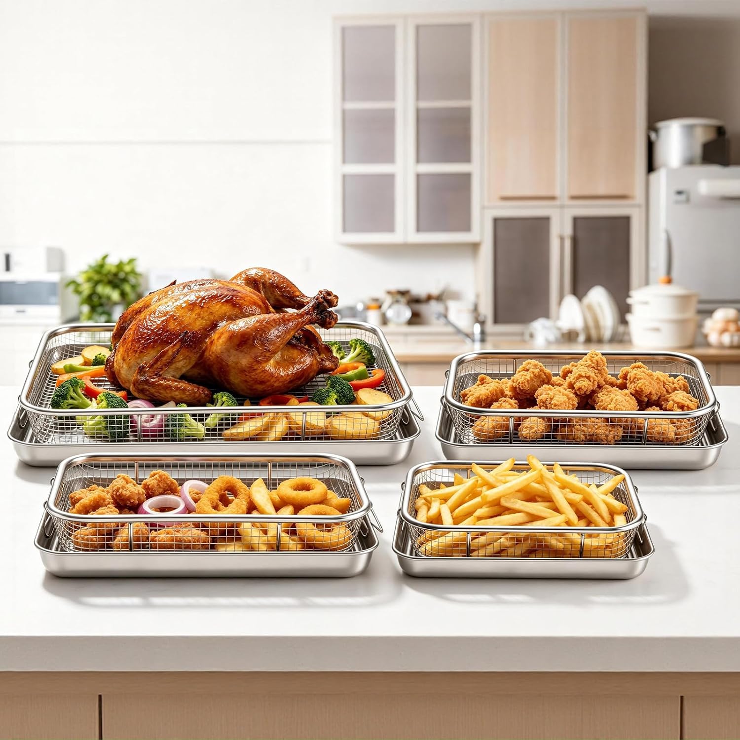 Onader Air Fryer Basket and Tray, 16x12 In Stainless Steel Baking Sheet Pan