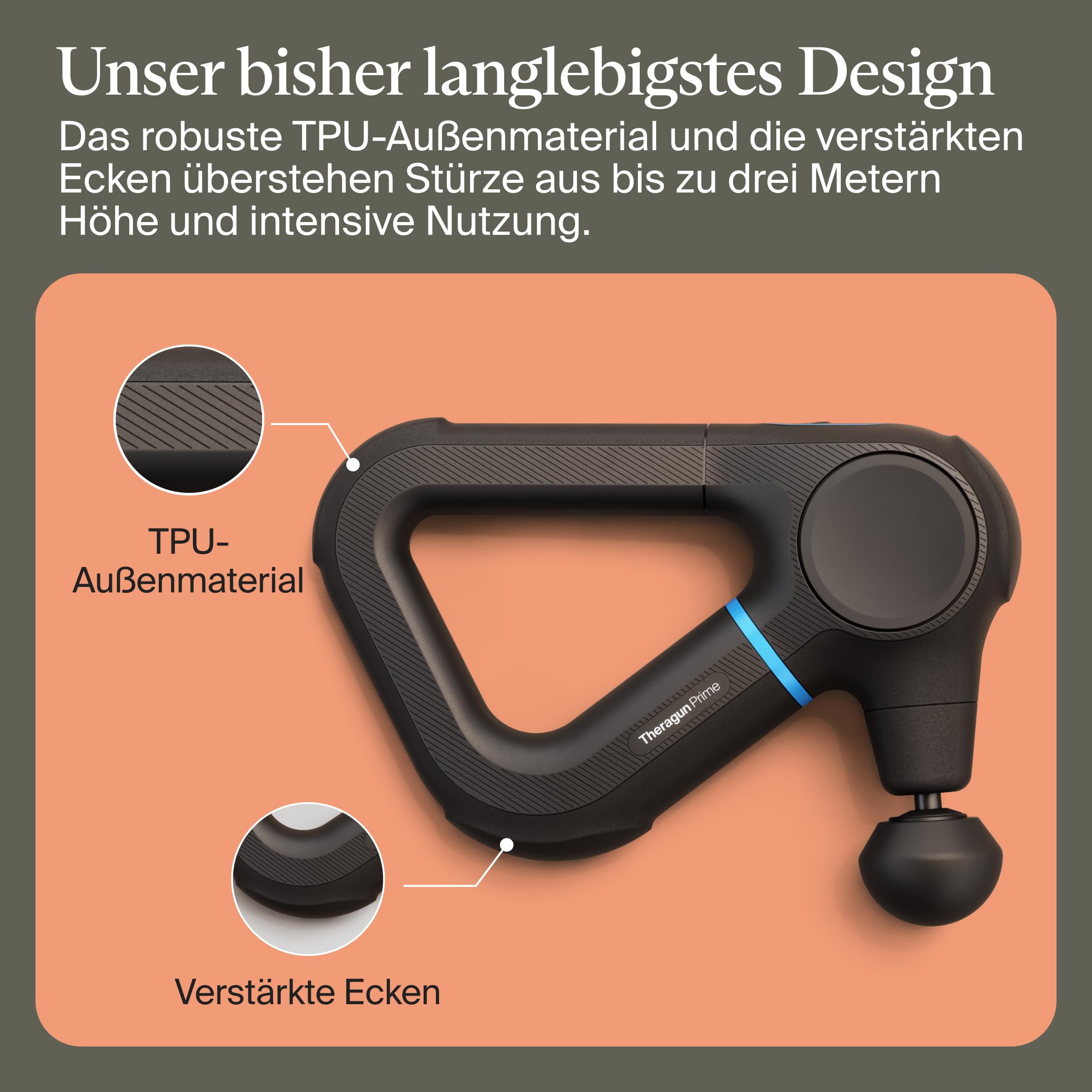 TheraGun Prime (6. Generation) von Therabody – Tiefgehende, kraftvolle Massagepistole in robustem, haltbarem Design für zuverlässige Erholung