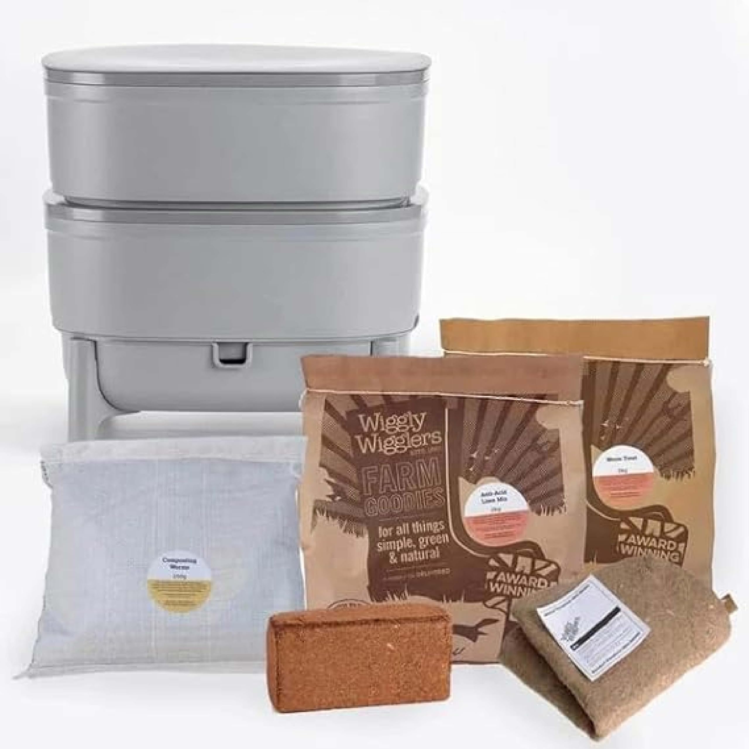 Wiggly Wigglers Worm Farm Worm Compost Bin Outdoor and Indoor Worm Farm Kit For Recycling Food Waste | Vermicomposting | Trays Wormery | Organic Fertiliser | Worm Tea (Grey)