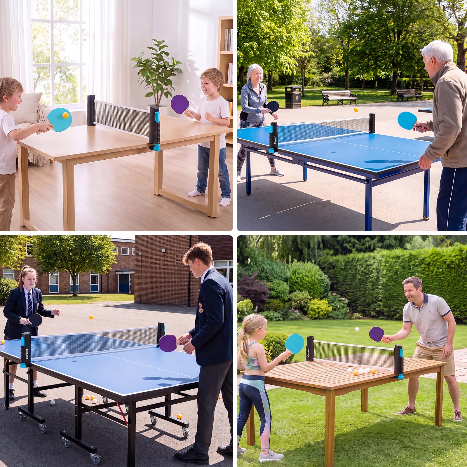 FBSPORT Ping Pong Paddle Table Tennis Set with Retractable Net view 7