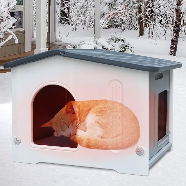 Foto 7 de 7 de Nido para gatos con forro aislado para gatos de interior en plástico salvaje Casa exterior para mascotas…