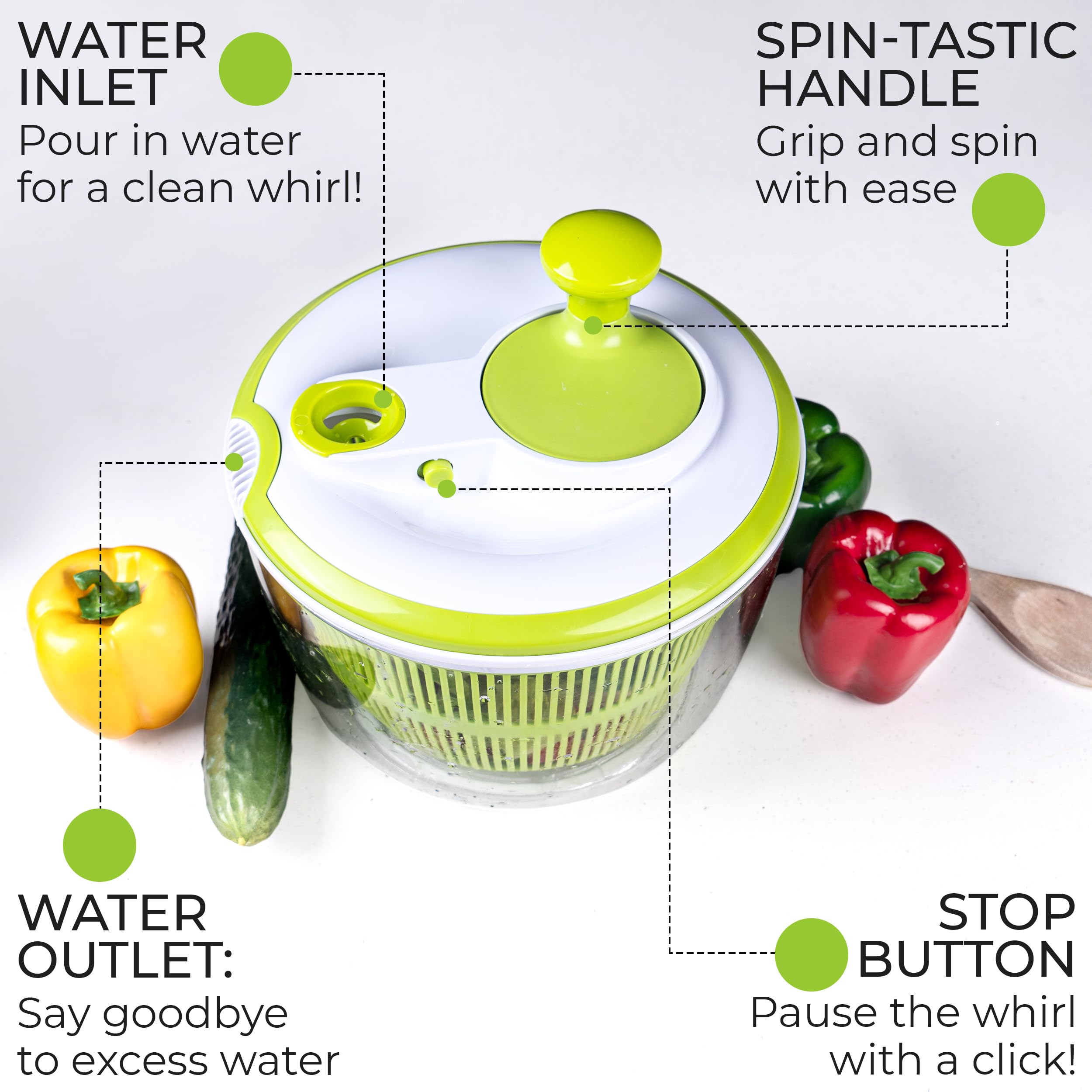 Electric Salad Spinner – Large 4.75L Veggie Washer & Dryer, Dishwasher Safe, BPA Free, Super Easy To Use