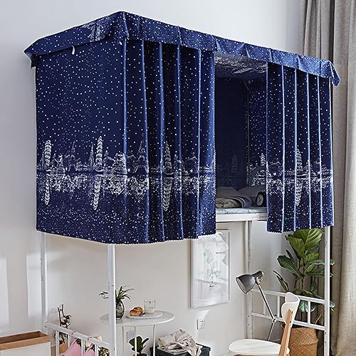 Miniatura 5 de Cortinas opacas para dormitorio individual y individual, litera, a prueba de polvo, para debajo de la cama, cortinas de privacidad, 2 paneles + 1
