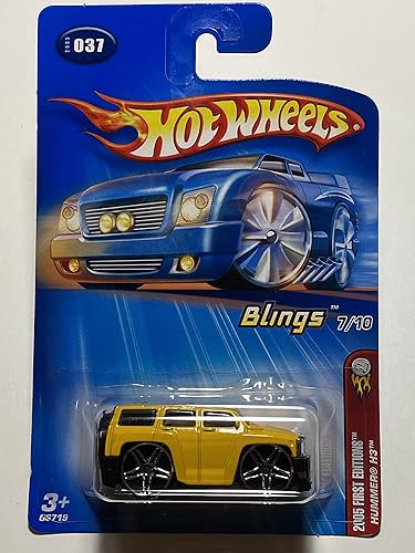 Mattel Hot Wheels - 2005 - Hummer H3 - 7 de 10 coches - Amarillo - Primeras ediciones - Blings - #037 - Edición limitada - Coleccionable