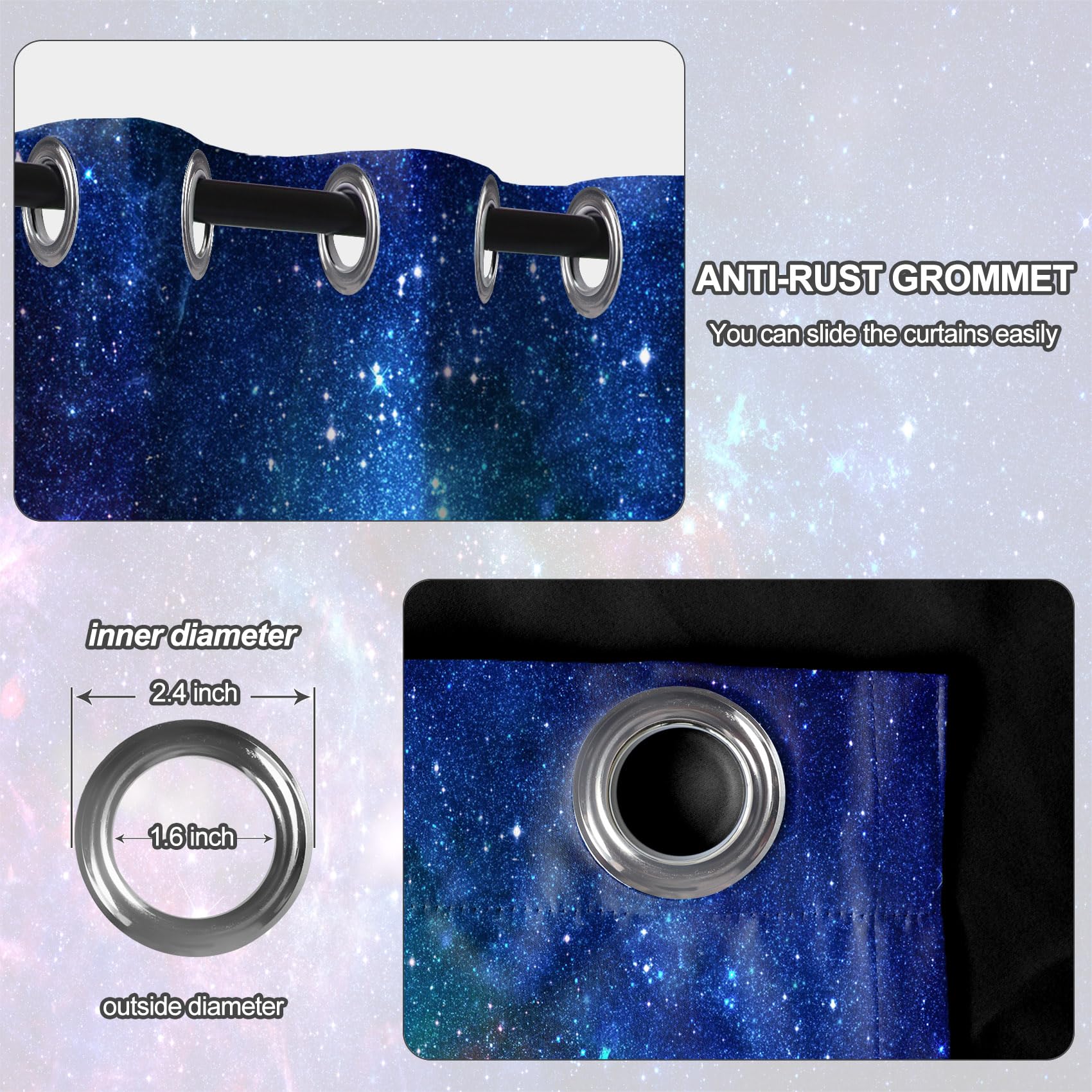 145x225cm Tende oscuranti Galassia Nebulosa per camera da letto per ragazzi e ragazze Cielo stellato Universo Spazio Tende per finestre Isolamento termico per soggiorno con occhielli