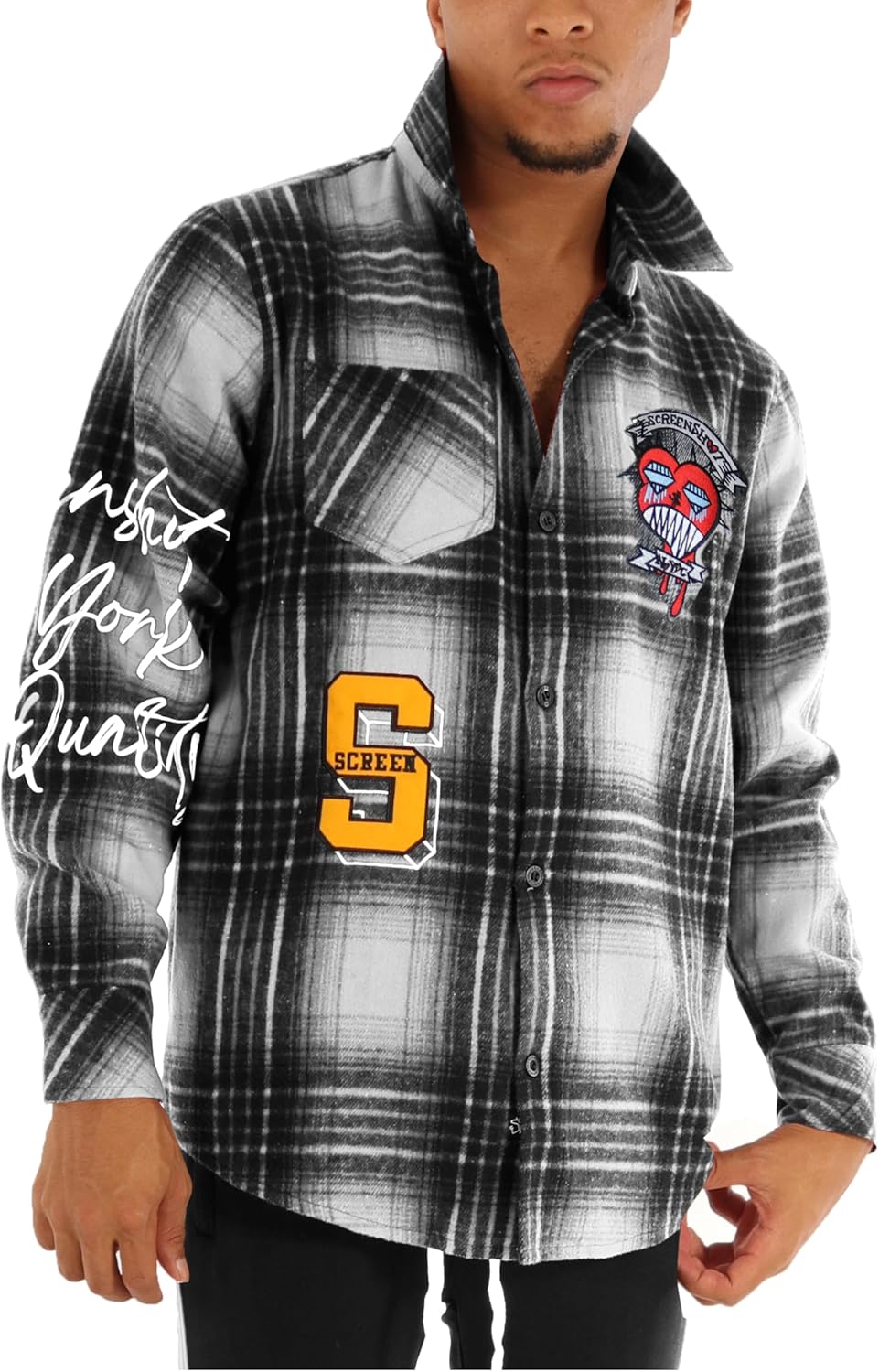 SCREENSHOT Shacket 3202 Mens Casual Plaid Flannel Shacket Shirt Jacket Button Down Long Sleeve