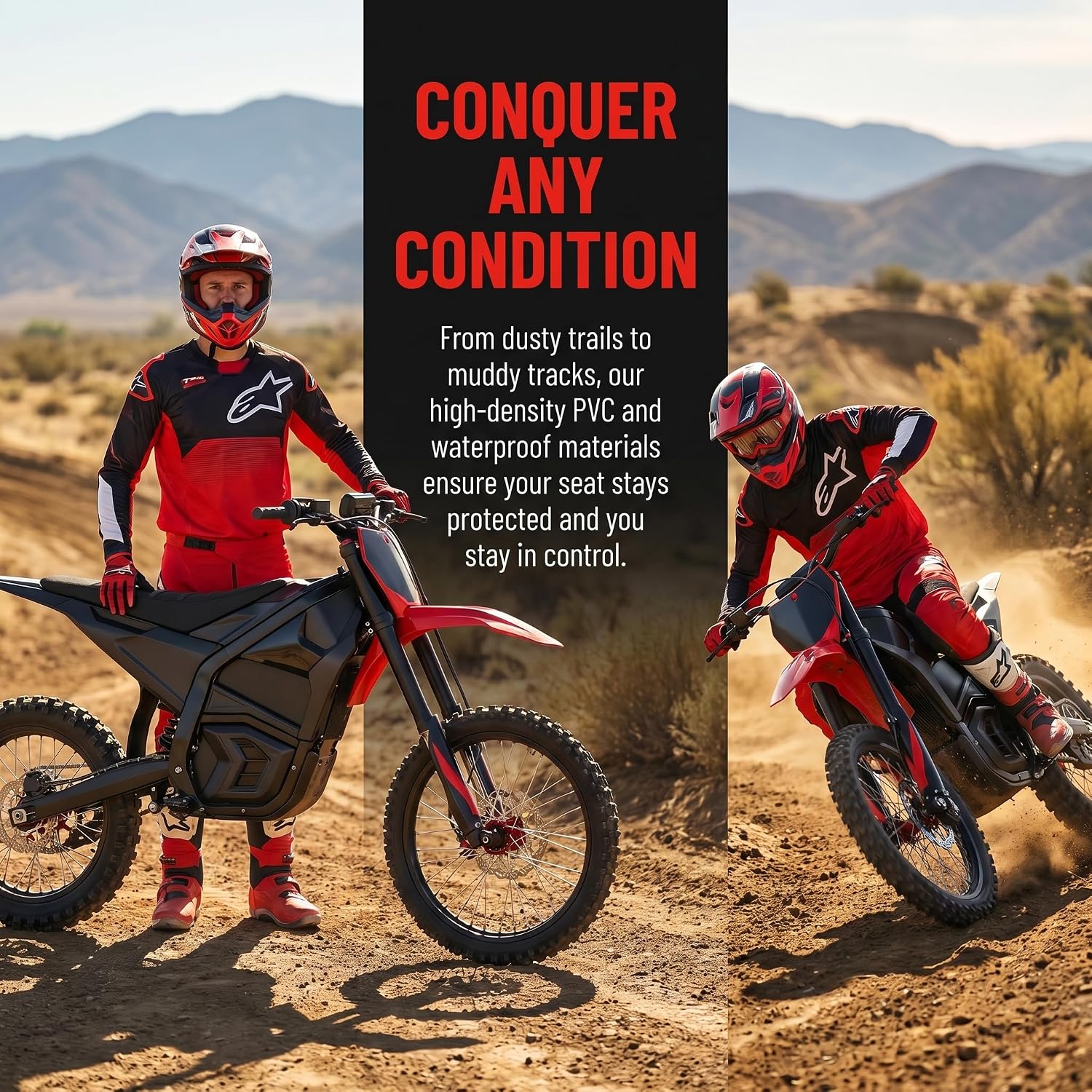 Seat Coverfor Yozma IN10 Electric Dirt Bike, Black Stripe Non-Slip, Heavy Duty PVC It's a Custom-fit seat Cover （Black）