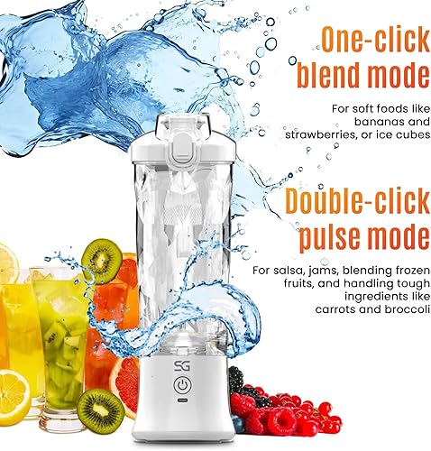 Miniatura 4 de Potente licuadora portátil para batidos y batidos, mini licuadora con motor de alto par, batería de larga duración, taza a prueba de fugas, modo de