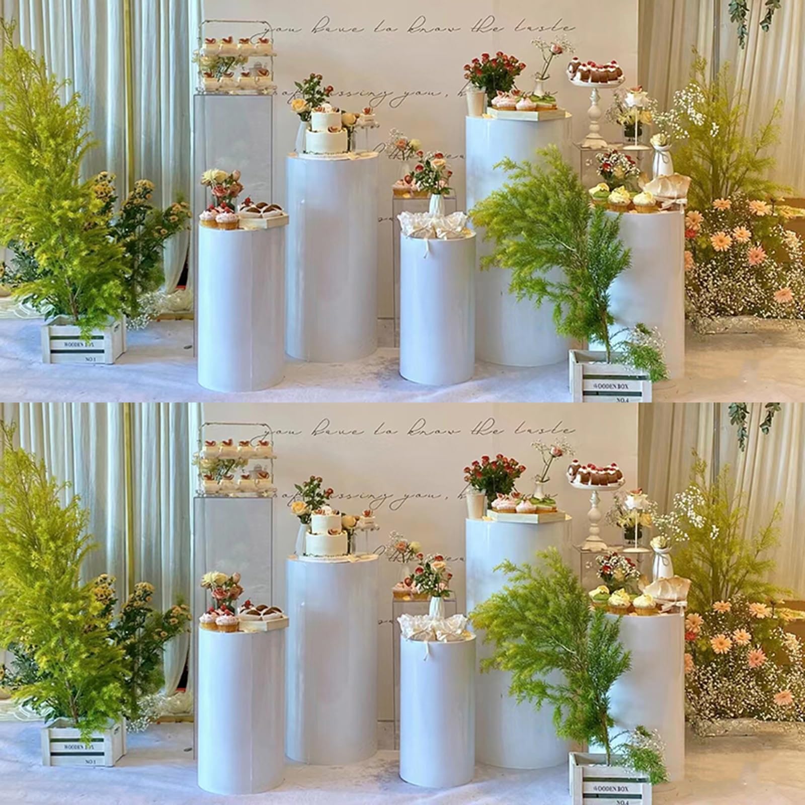 SaitiMade Set Mit 3 Schillernden Goldfarbenen Zylinderständerabdeckungen - Spandex, Für Hochzeit, Party, Event-Dekoration