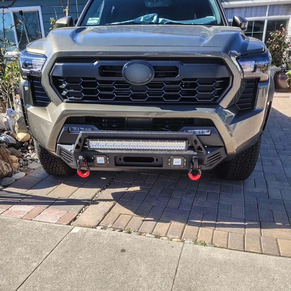 Front Bumper Compatible with 2024 Toyota Tacoma(Only fit 2024,Not fit 2025+) w/ 144W LED Lights &Winch Plate & D-Ring, 〔Black Textured〕