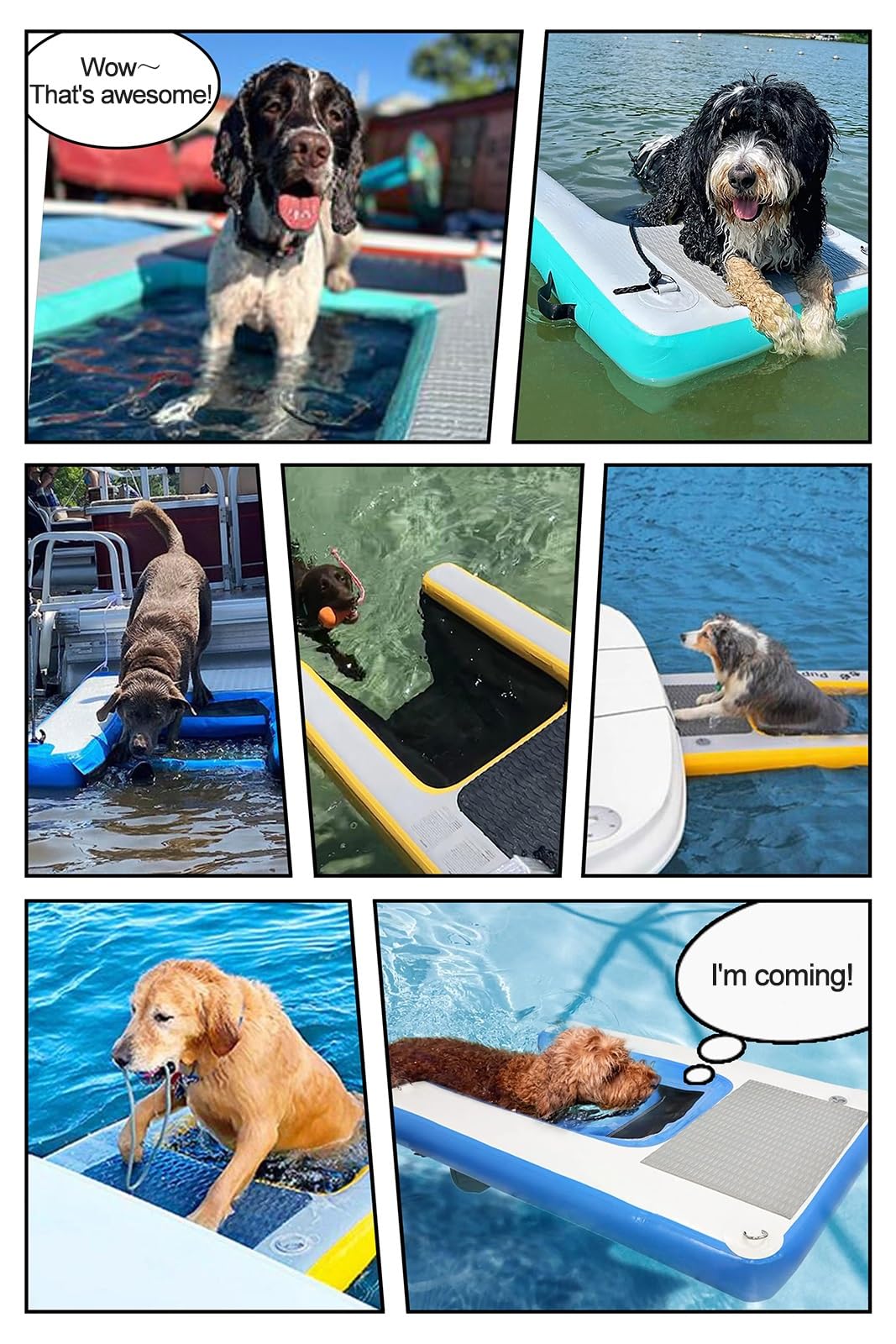 scaletta per cani da barca Barca galleggiante con scaletta per cani, scaletta galleggiante per cani in schiuma EVA antiscivolo con rampa per barca per cani per piscine, moli, mare e spiagge, rampa gon