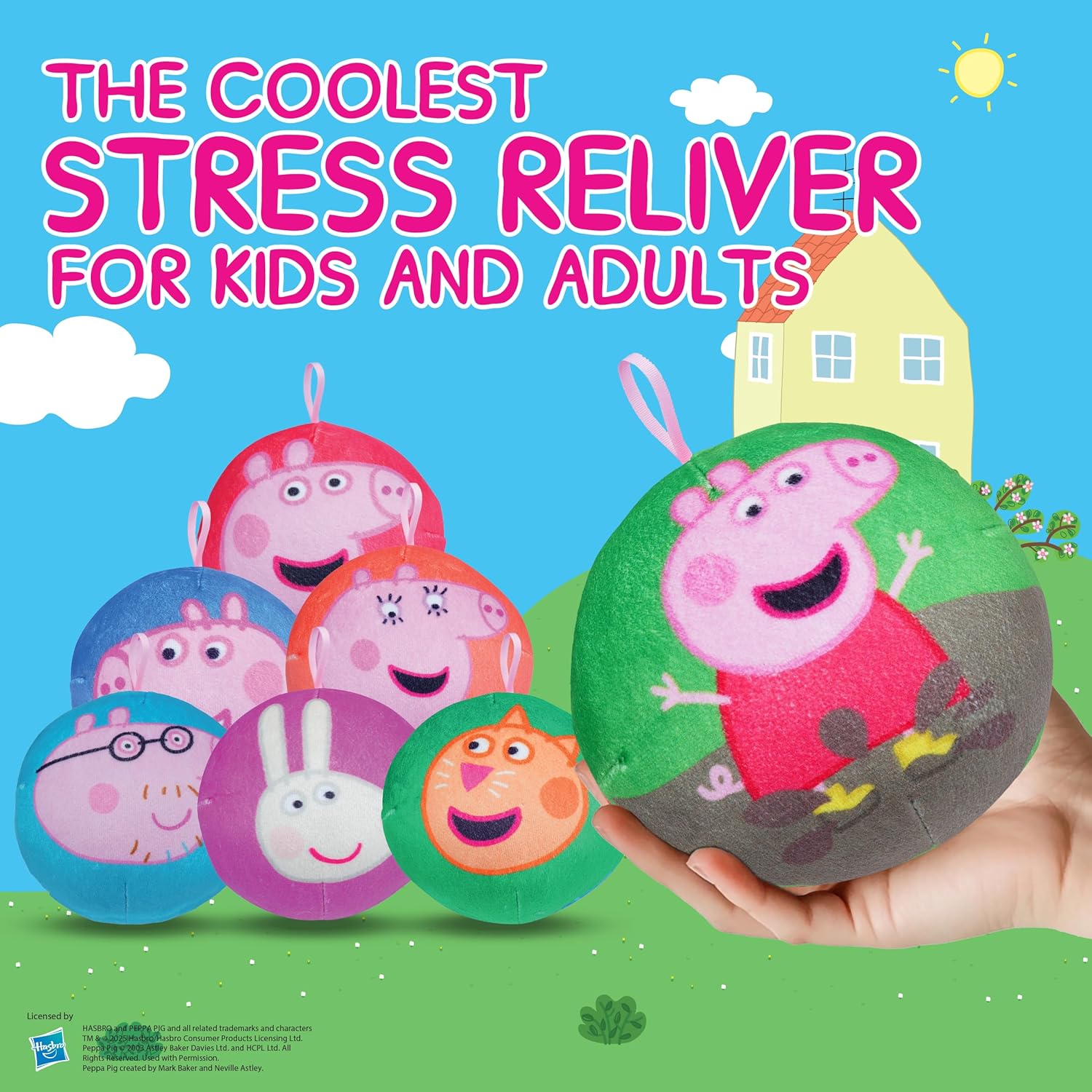 MiraBall Bibi Peppa Pig, Surprise Egg Capsules with Memory Foam Expandable Plush Toys – 3.7" (9.5cm) Soft Collectibles with Surprises Each – Fun Gift for Kids, Parties & Holidays (Pack of 3)